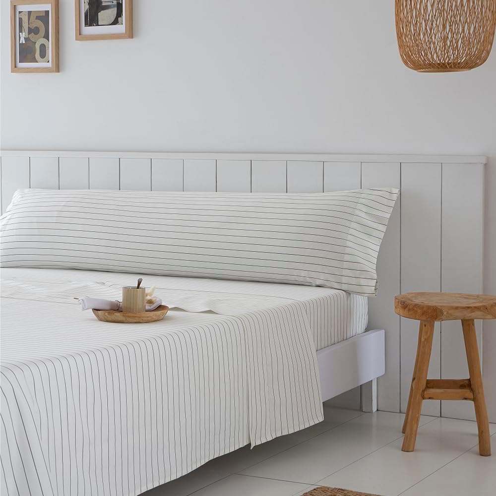 Cotton artean - juego de sabanas tula beige percal algodón blanco 180x270 cama de 105