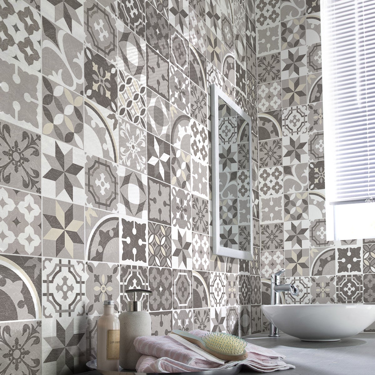 30 vinilos baldosas de cemento azulejos gianni - adhesivo de pared - revestimiento sticker mural decorativo - 30stickers15x15cm