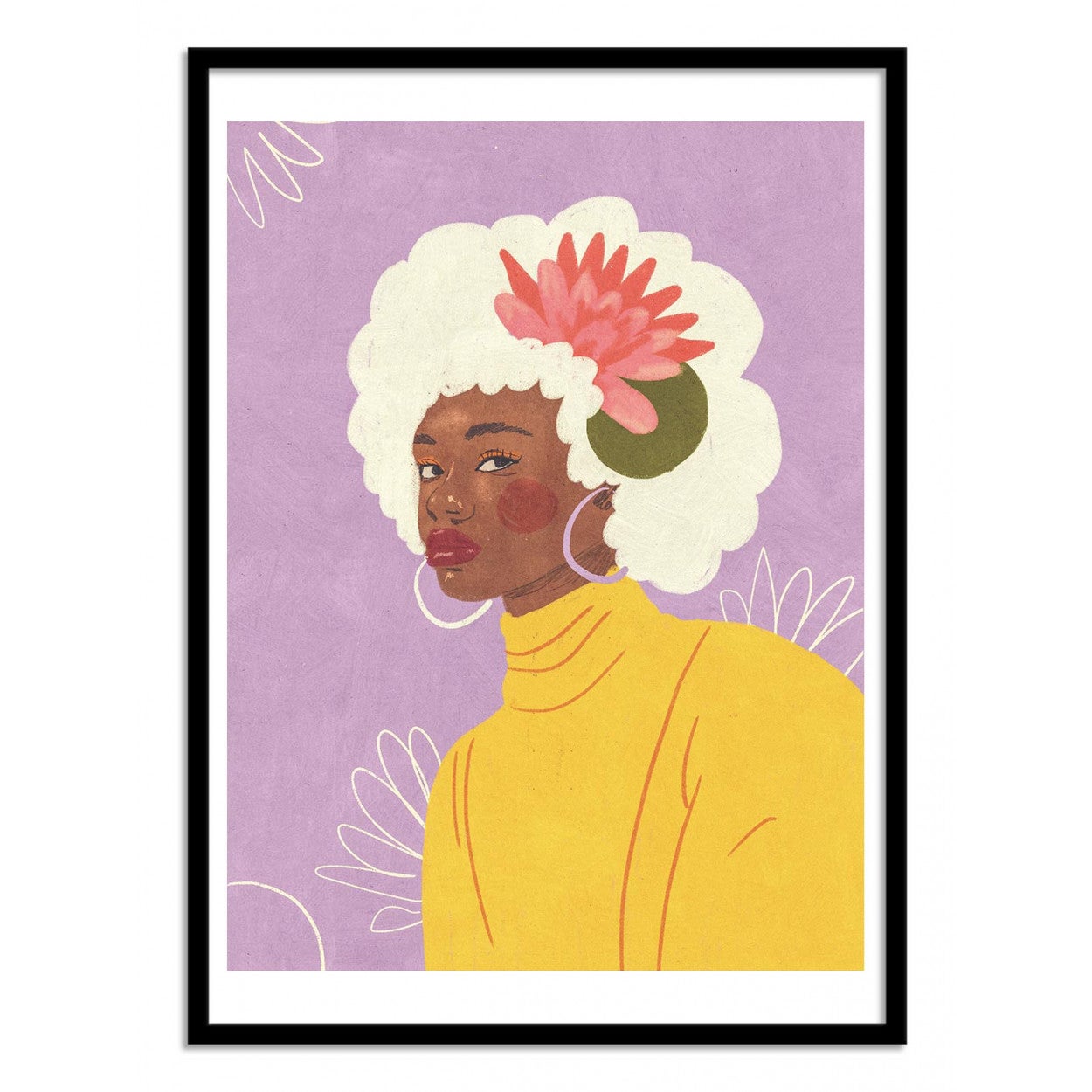 Art-poster - lily - gigi rosado - con marco negro 30 x 40 cm