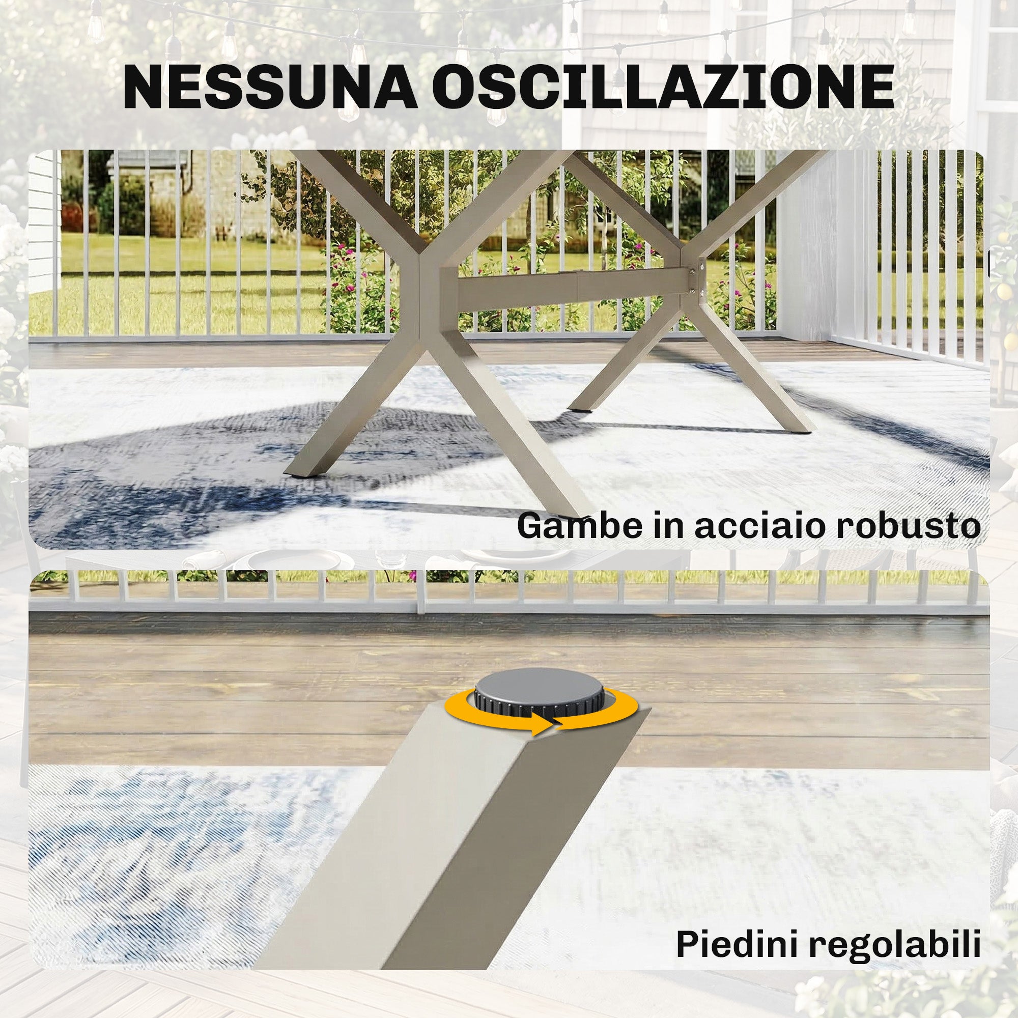 Table de jardin extensible pour 8 à 10 personnes, aluminium et acier - gris - 154/214x85x73 cm - 8
