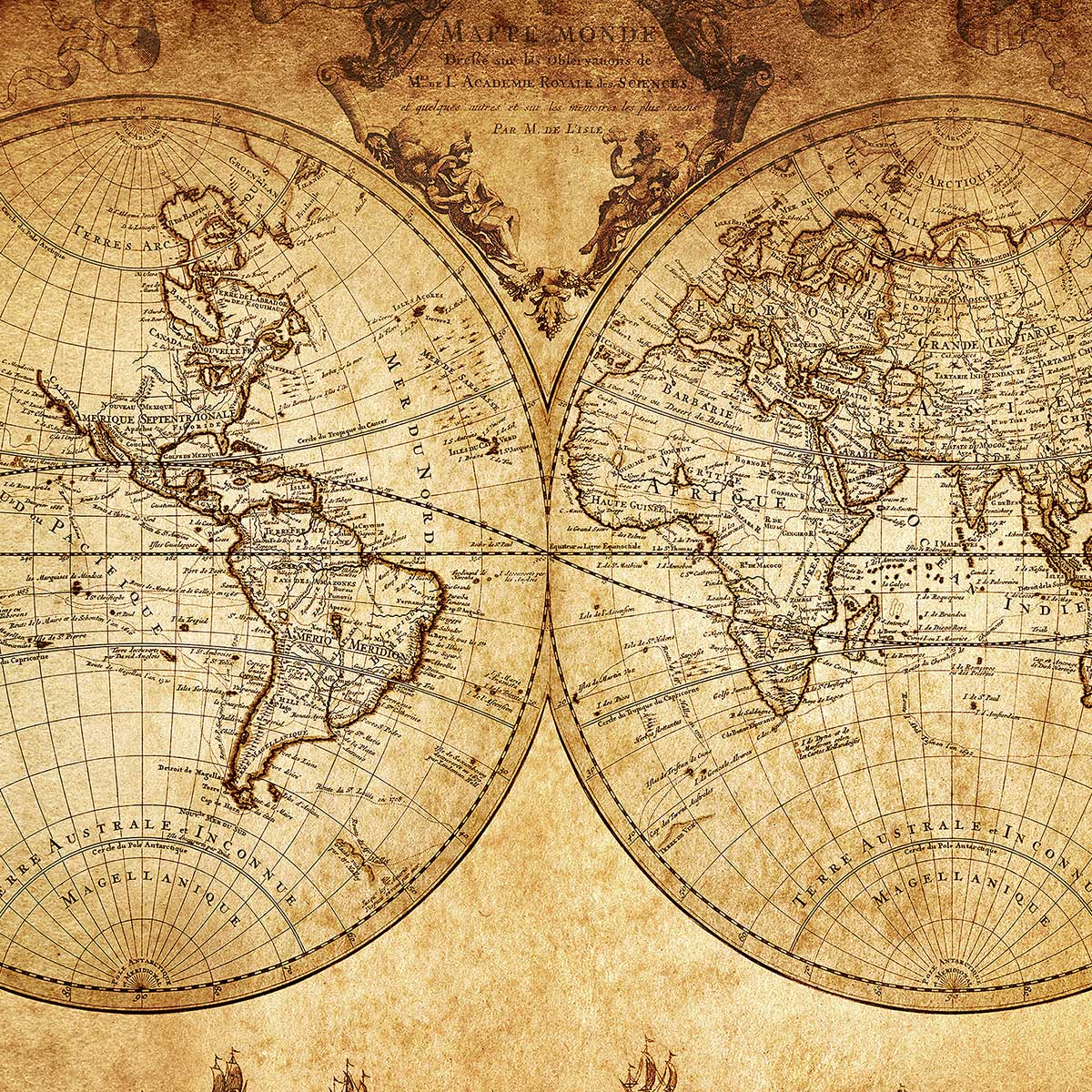 Tableau mappemonde ancienne - 90x60cm - 3