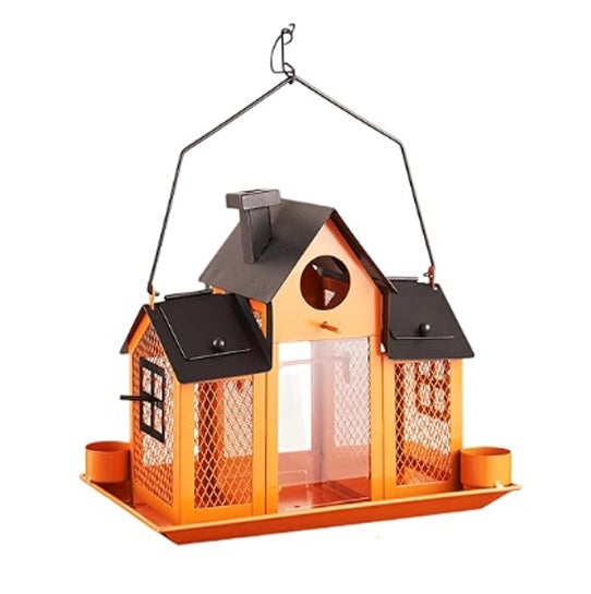Kreatywny karmnik dla ptaków Swing House, dekoracja ogrodowa domu, ciepłe światło, bez dekoracji ptasich, pomarańczowy