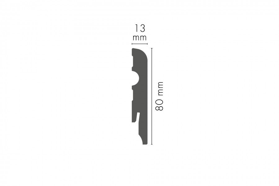 Listwa przypodłogowa MDF 80x13mm Cezar Biały RAL9003 Lakier Półmat 2,20m
