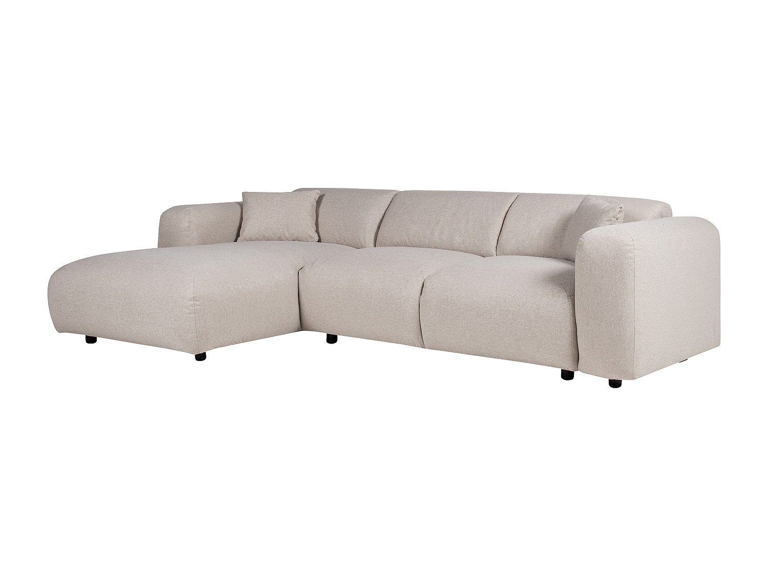 Grand canapé d'angle gauche en tissu chiné beige POGNI de Maison Céphy - 3