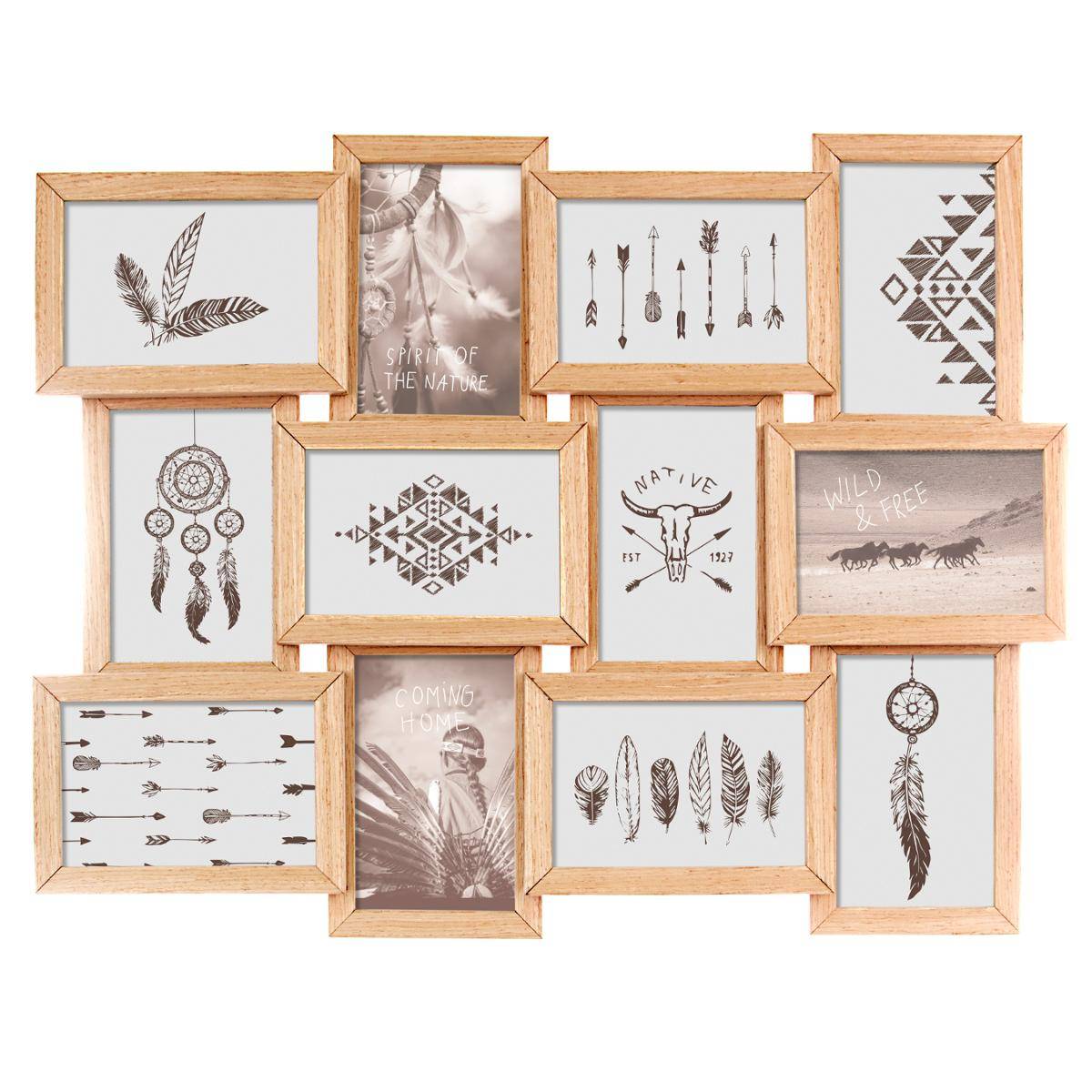 Pêle-Mêle Bois 6 Photos Atmosphera - Cadre MDF 44.5x31.5cm, Inserts 10x15cm