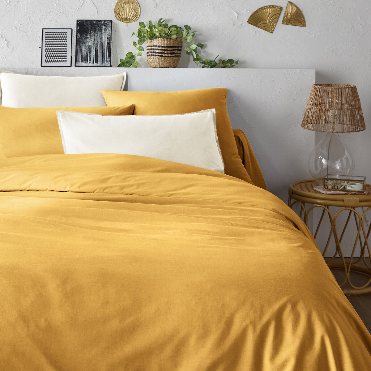 Housse de couette unie percale coton bio Scenario - Moutarde - 240 x