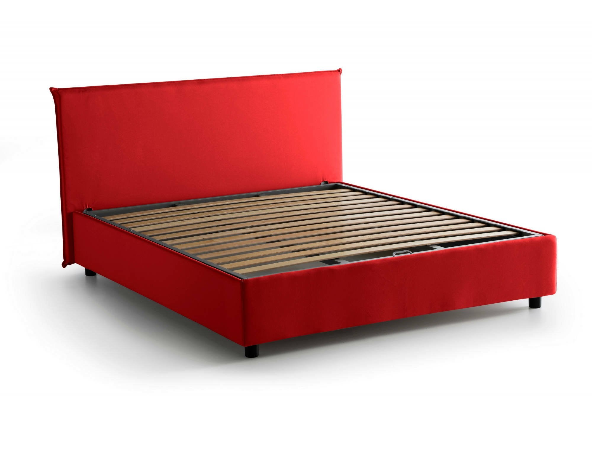 Lit double Bibiana, Lit coffre avec revêtement en tissu, 100% Made in Italy, Ouverture frontale, avec matelas 160x190 cm inclus, Rouge - 9