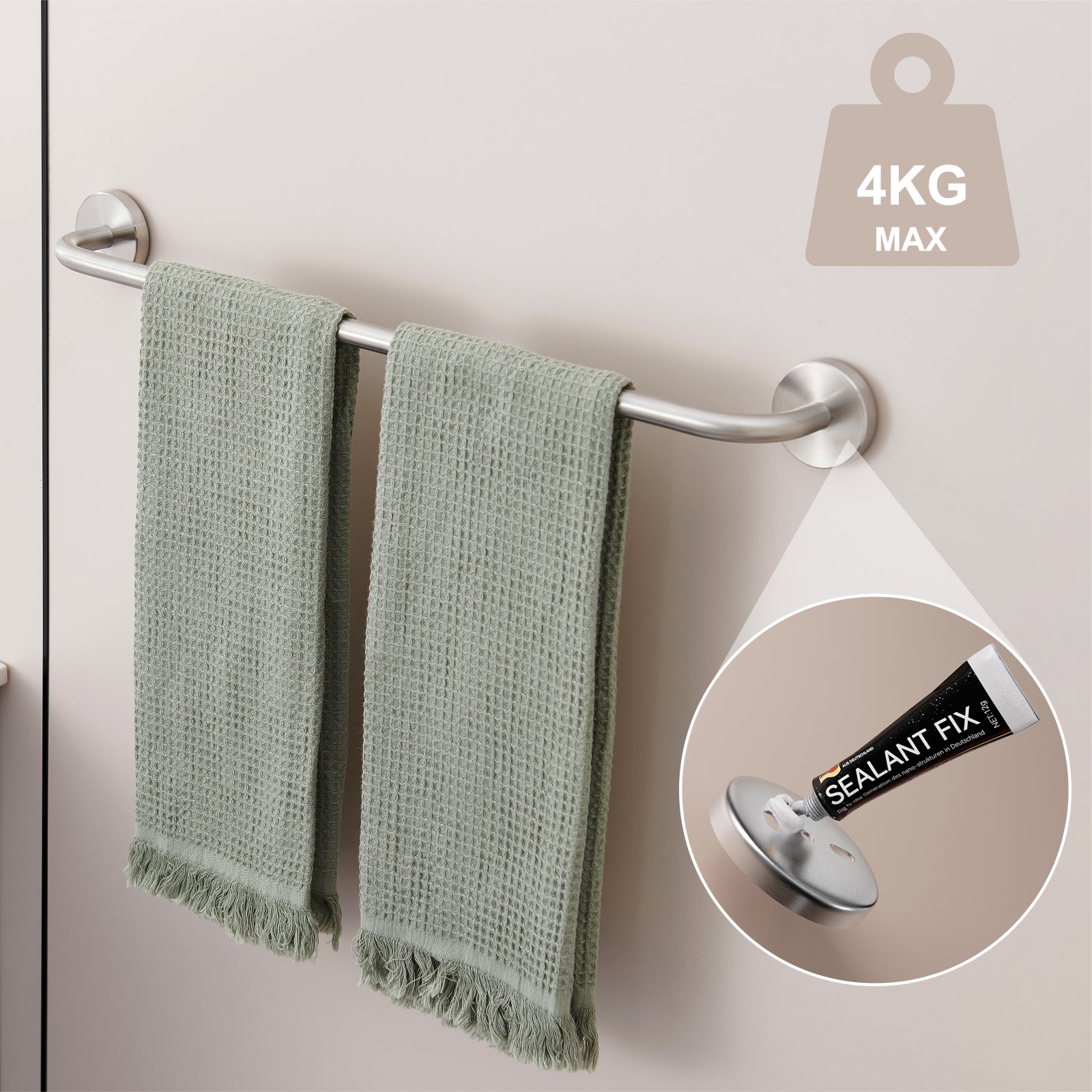 Colonne Douche Thermostatique Chromé,Hauteur Réglable Set Douche Douchette avec 3 Jets D’eau+60cm Porte-Serviettes Salle Bain Auto-adhésif/ Perçage - 6