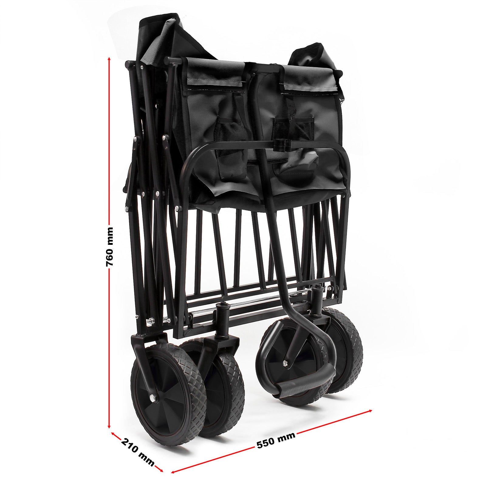 Chariot de transport Enfant Noir Pliable 100 kg avec Roulettes 1020x505x1010 mm Tout-terrain Transport Outils Plage Jardin Excursion… Toboli - 8