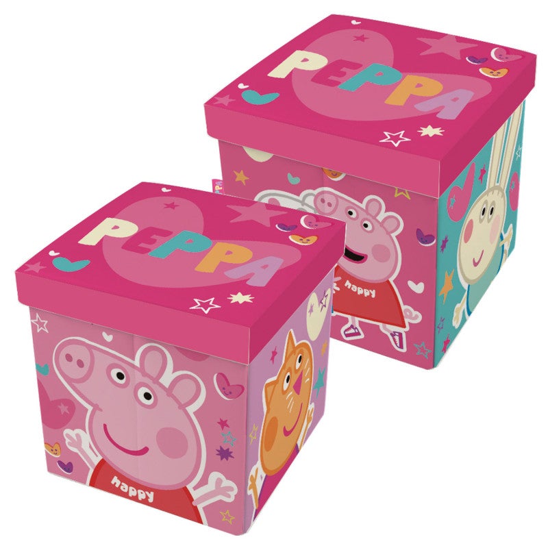 Pack De 2 Boîtes De Rangement Peppa Pig Pliables 30x30x30cm - Pour Jouets Et Livres D'enfants