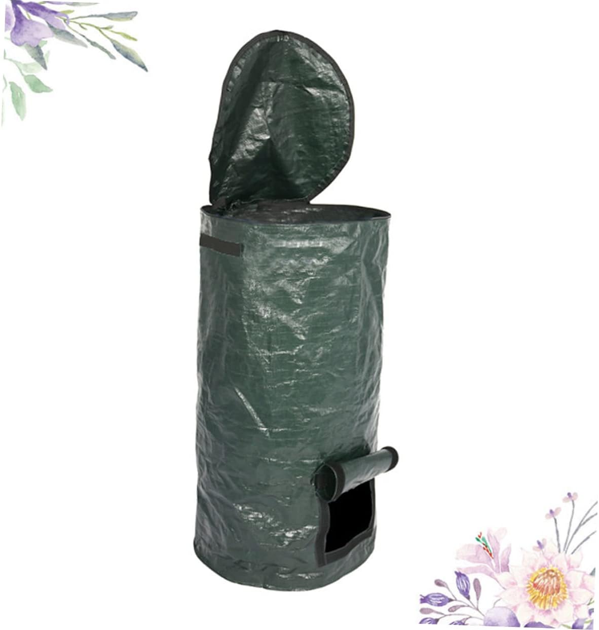 Garden Waste Bin Garden Waste Bin Funnel Sweeper Lawn Sweeper Garbage Bin Home Garden Wicker Basket Garden Basket Green YARNOW - 3