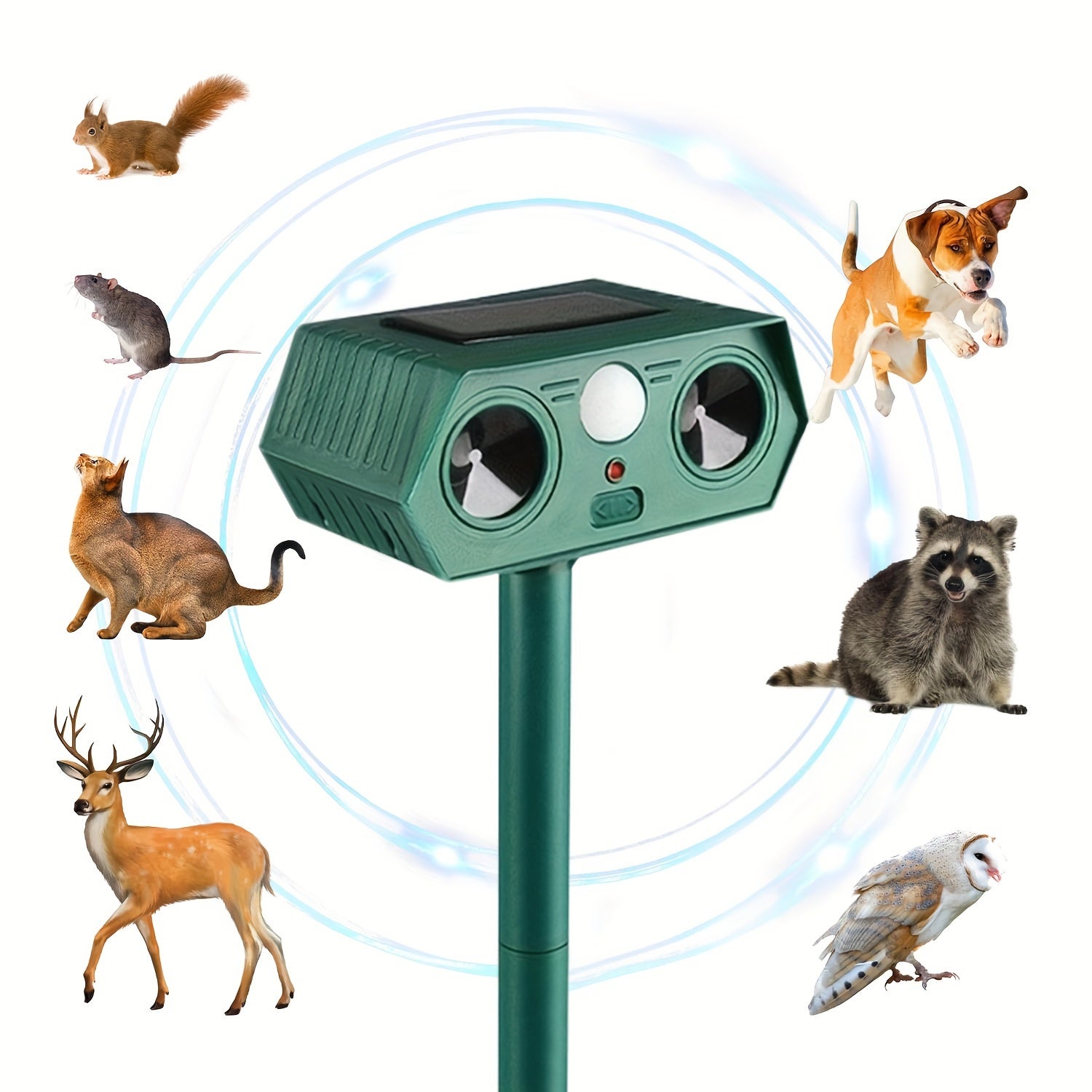 Répulsif à Ultrasons Solaire Pour Chats Et Chiens - Détecteur De Mouvement PIR - Étanche, Rechargeable USB - Pour Jardin Et Terrasse