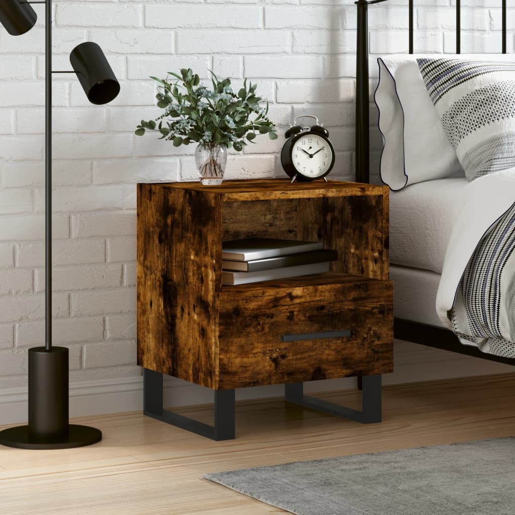 Table de chevet，Table d'appoint, Table de nuit pour Salon Chambre chêne fumé 40x35x47,5 cm bois d’ingénierie383404 - 2