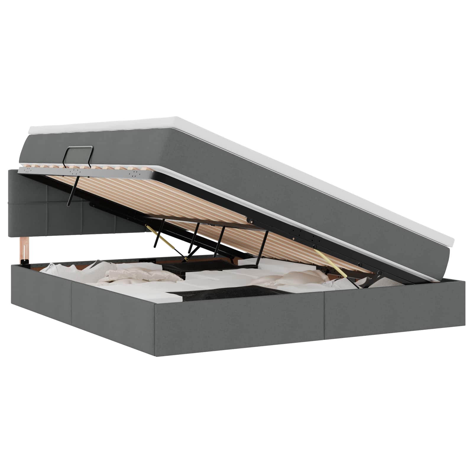 Lit avec rangement et matelas Gris foncé 160 x 200 cm Velours - 2