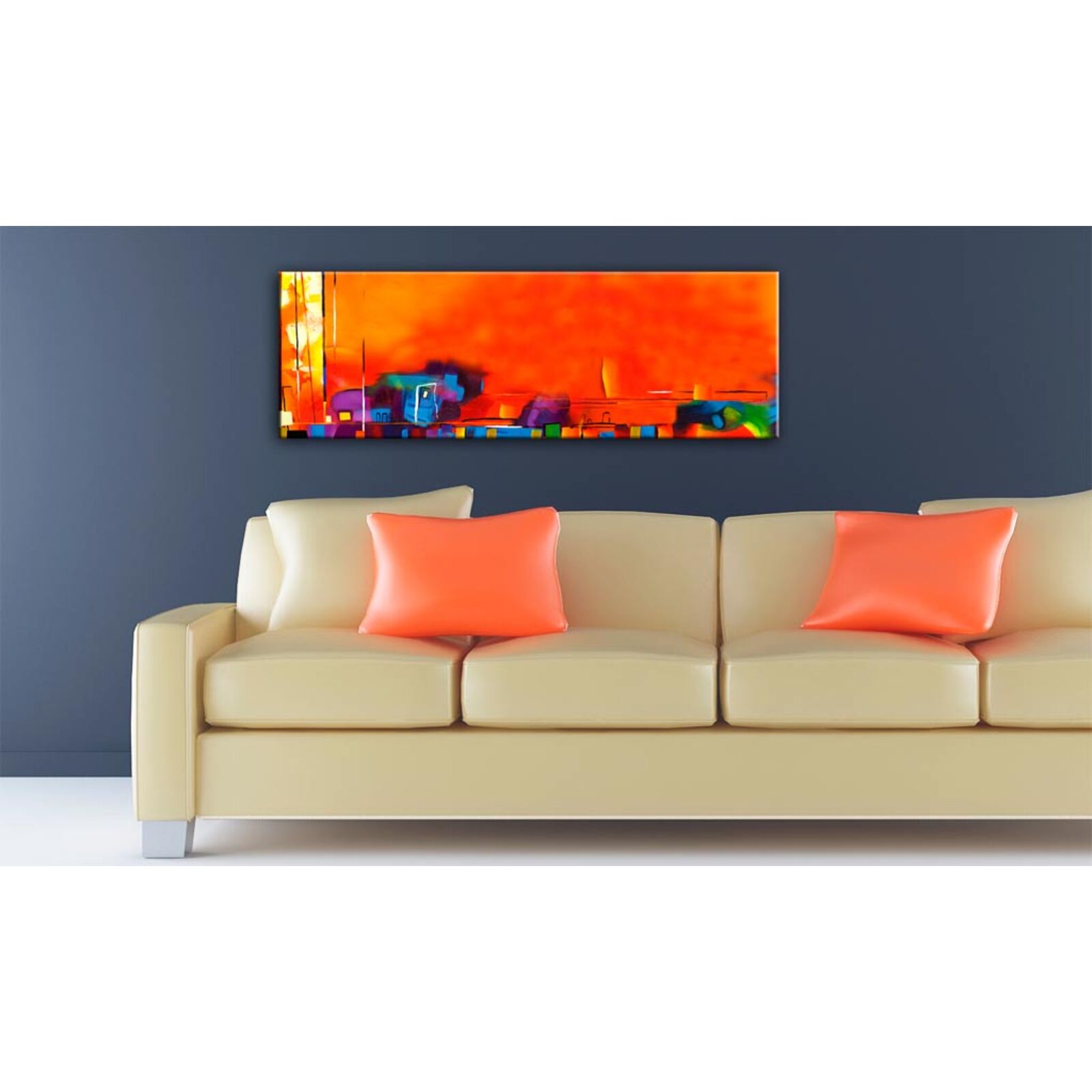 Tableau panoramique - entropie 120 x 40 cm Multicolore - 2