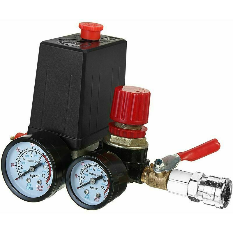 Jauges de régulateur de collecteur de soupape de commande de pressostat de compresseur d'air 90120PSI - 4