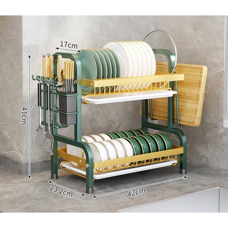 Dwupoziomowy ociekacz Darmlink Black – stal nierdzewna, duża pojemność, z tacką ociekową, na talerze i miski