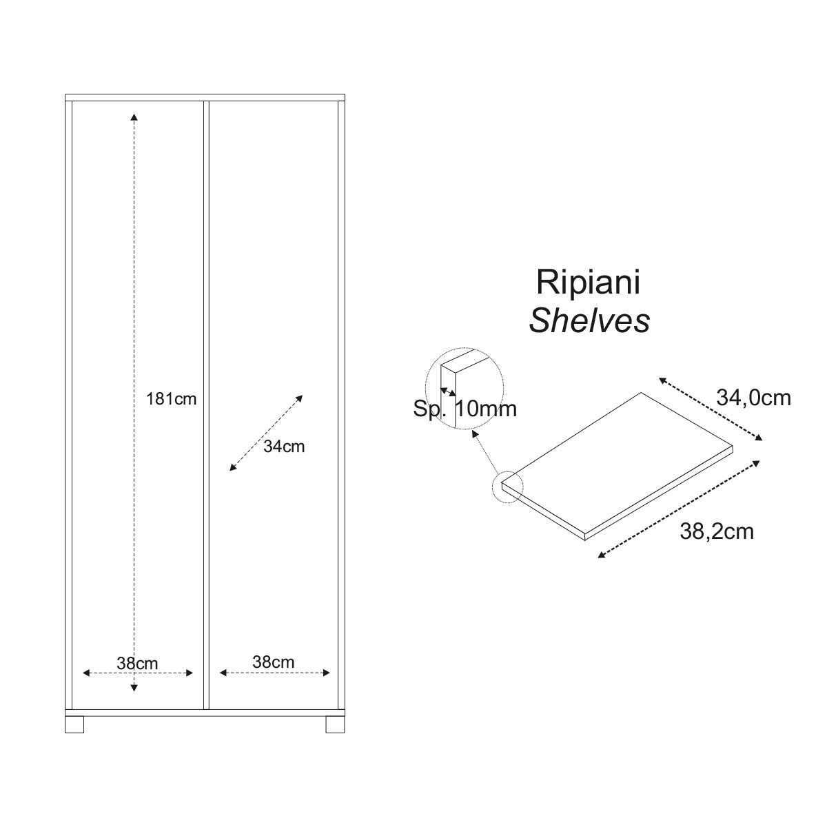 KIT CABINET COULISSANT 2 PORTES Couleur Blanc Flammé - 6