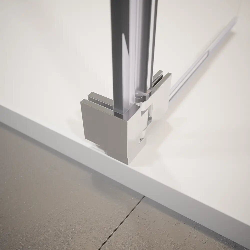 Douche à l'italienne 70 cm + porte 30 cm en verre trempé anti-calcaire 10 mm transparent, profilés chromés | Naxos - 5