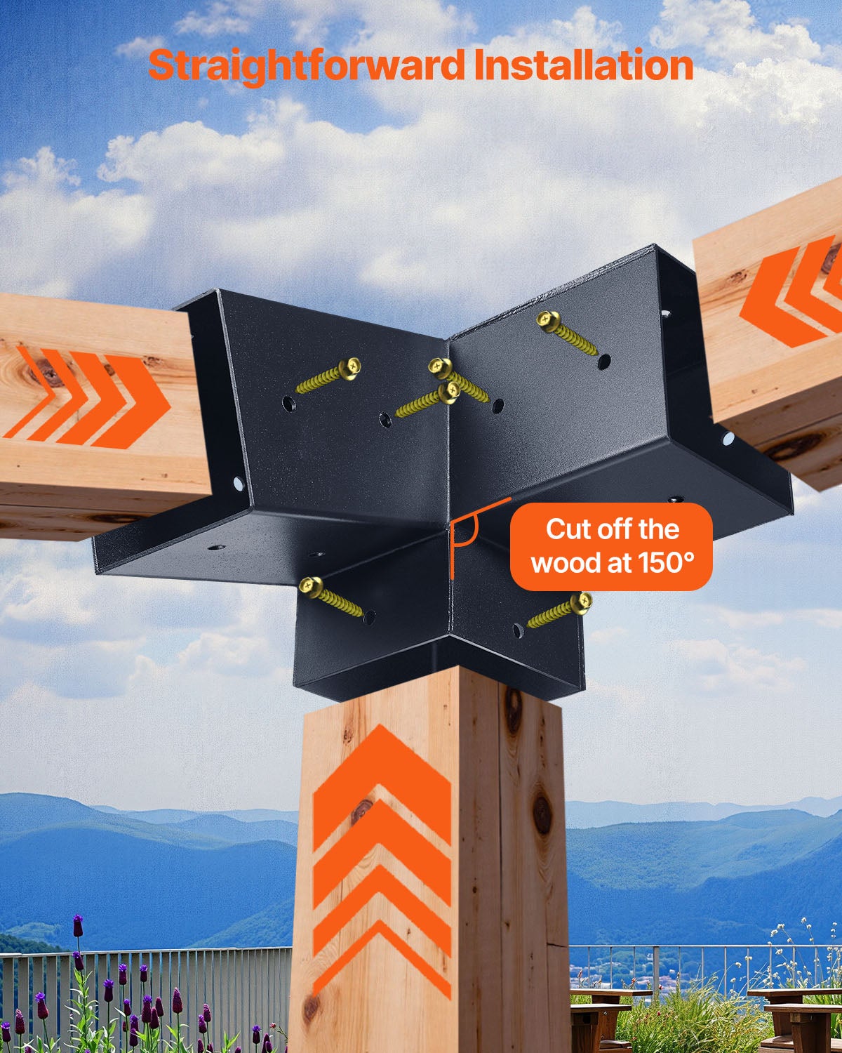 Kit Pergola 8 Pièces,VEVOR Support Incliné à 3 Voies 4x4