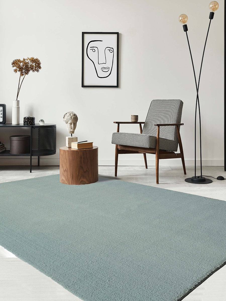 the carpet Relax tapis moelleux à poils courts, dessous antidérapant, lavable à 30 degrés, super soft, aspect fourrure, Bleu, 120 x 160 cm - 2