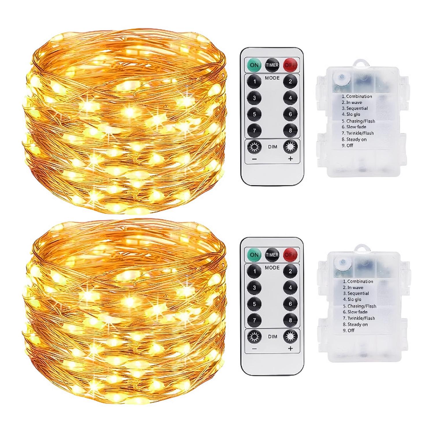 Guirnalda luminosa interior 10m, 100 LED, con mando, IP65, 3pz blanco ...