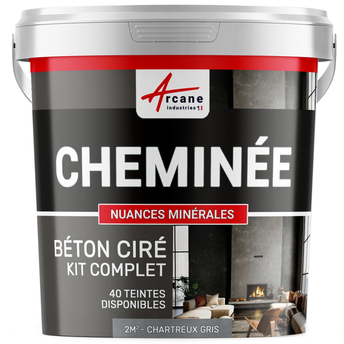 Béton Ciré Cheminée en kit complet Chartreux - Gris - 2 m² (en 2 ...
