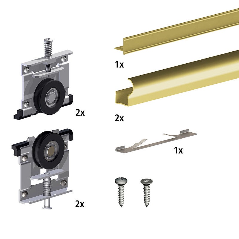 Kit pour 1 porte de placard supplémentaire SLID'UP 220 18 mm - or - 2
