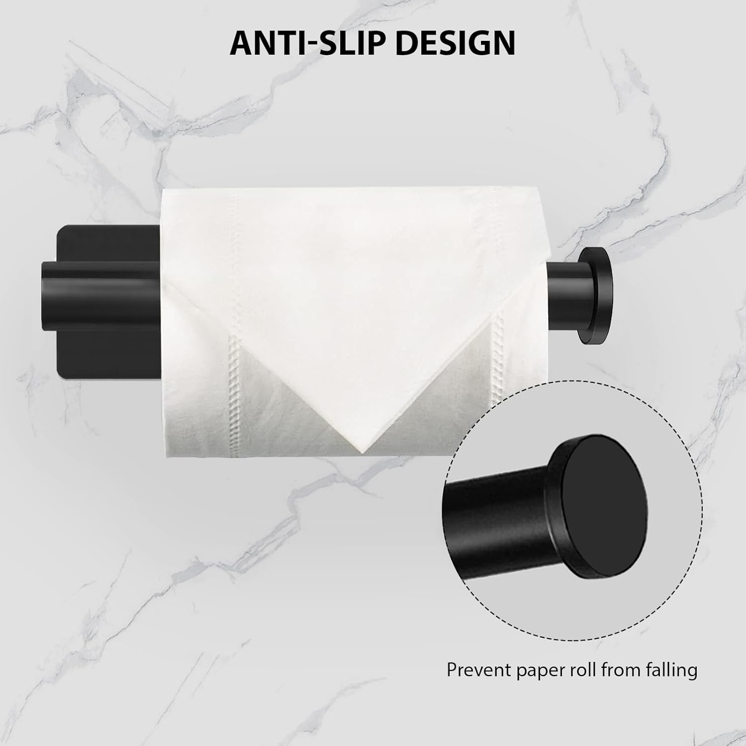 Uchwyt na papier toaletowy ze stali nierdzewnej, nie wymaga wiercenia, odpowiedni do łazienki i kuchni, czarny kwadrat - 4