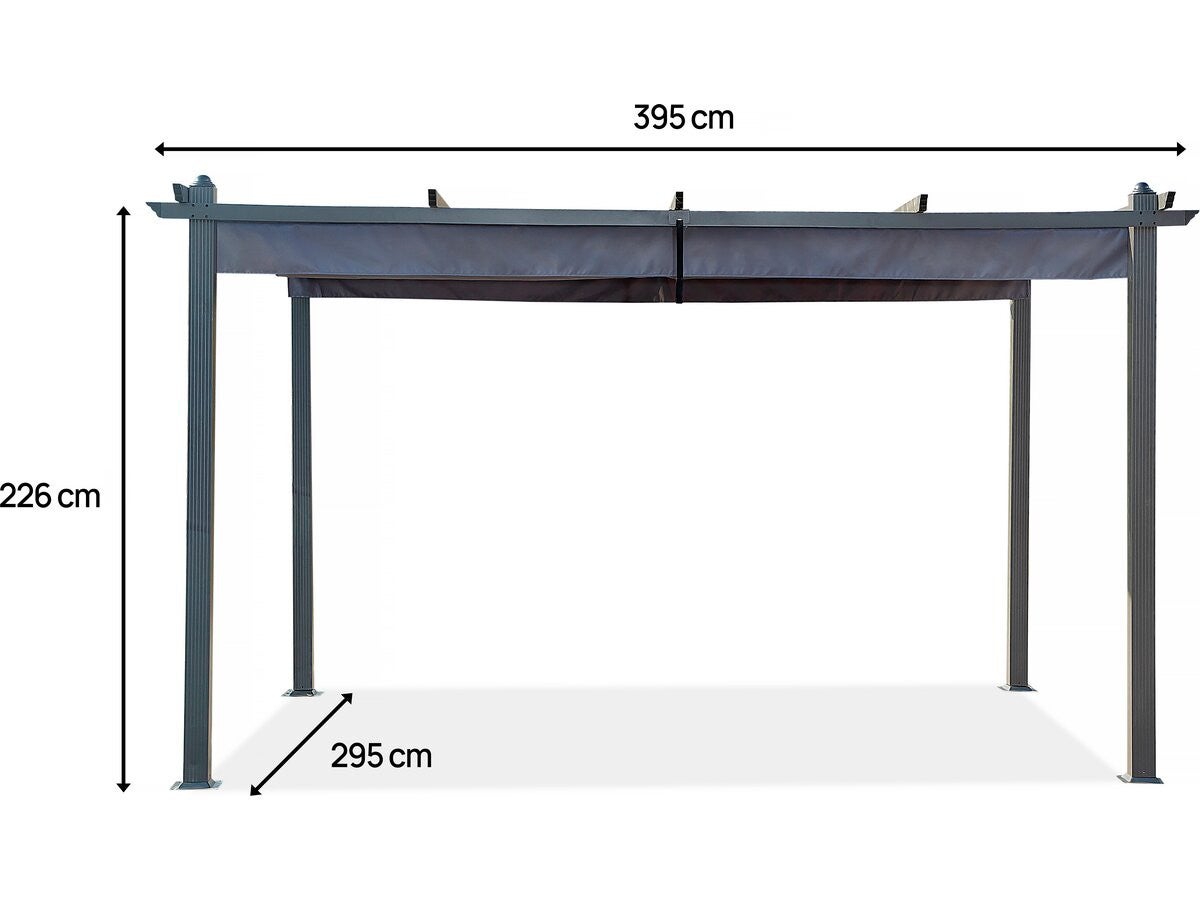 Pergola en aluminium avec toit rétractable - 3 x 4 m - Gris anthracite - 3