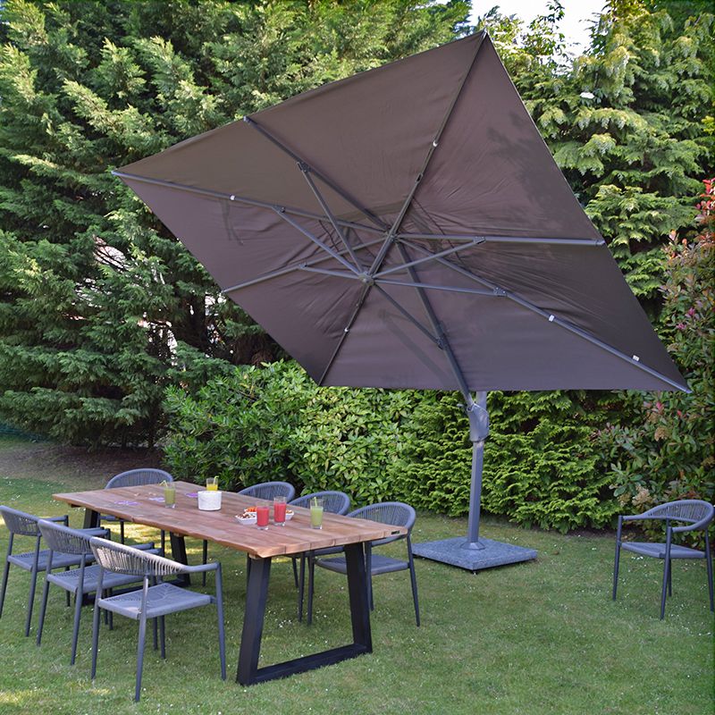 Pied de parasol en granite gris 120 kg avec roulettes Platinia - 6