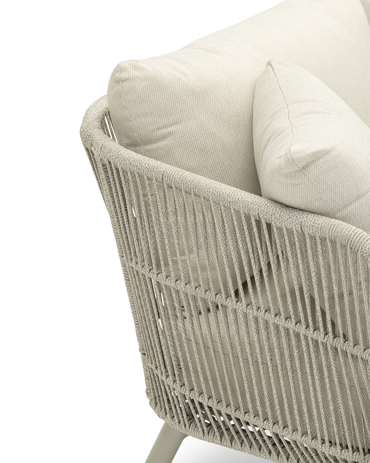 Canapé 3 places beige aluminium et corde beige - Milos - 8