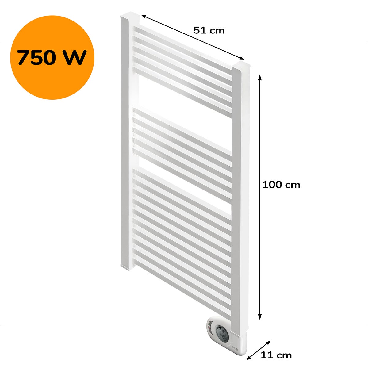 Sèche-serviettes électrique à inertie sèche SQUARE 750W blanc - 4