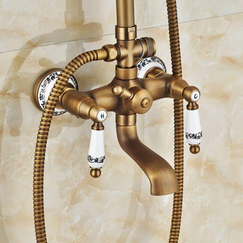 Valaz Ensemble de douche réglable jusqu'à 120 cm, baignoire au design rétro vintage - Série Mijares - 6