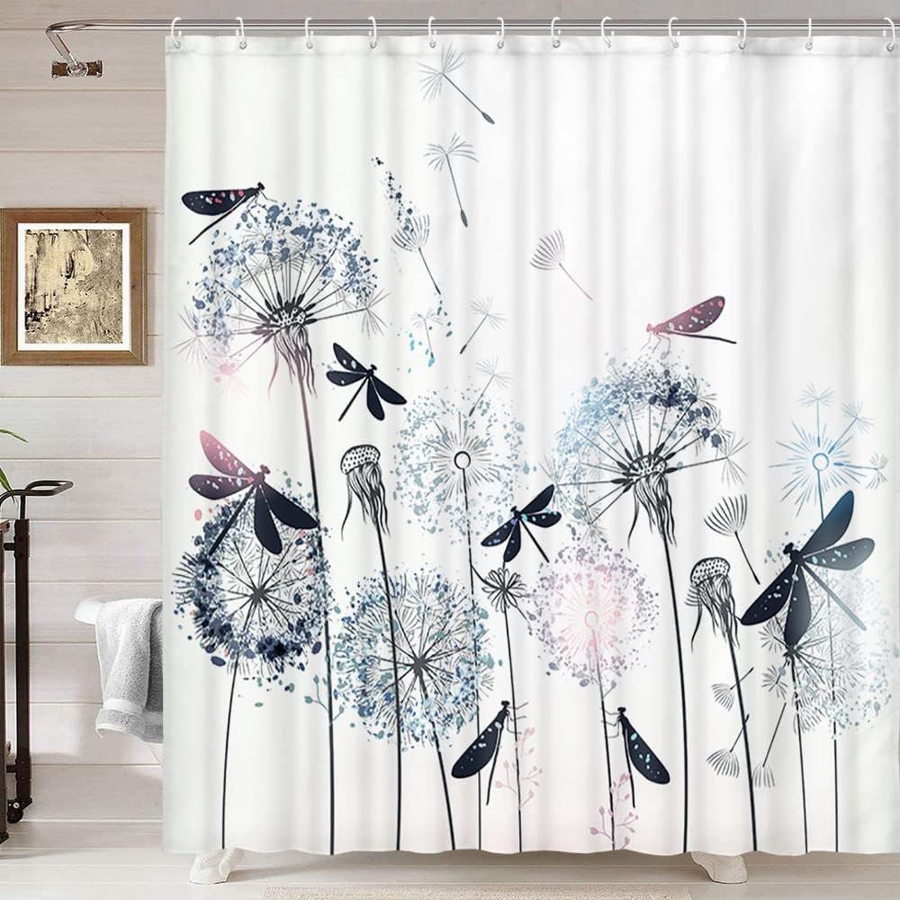 W80xH180cm -Rideau de douche imperméable avec 12 crochets, rideau de