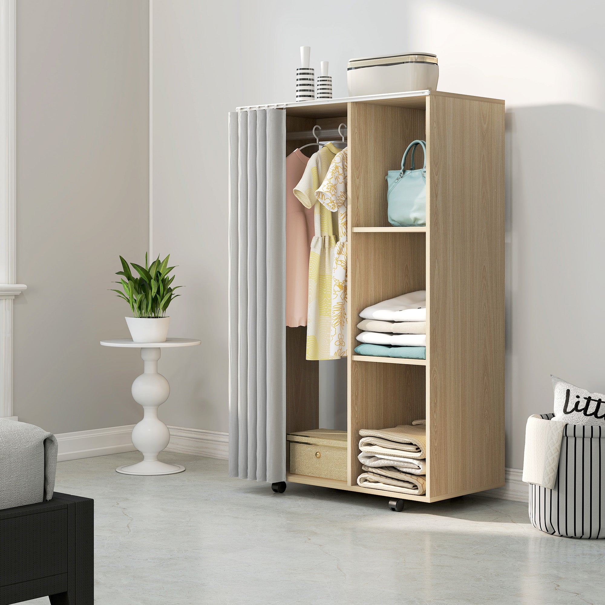 Armoire de vêtement mobile panneau de particules HOMCOM - 7
