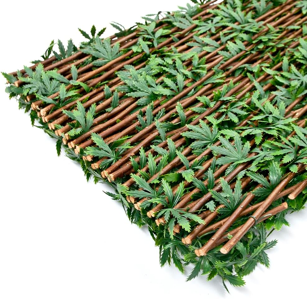 Siepe Artificiale Estensibile 100x200 Cm, Foglie 3D, Traliccio Legno - Per Recinzioni, Divisori, Decorazione