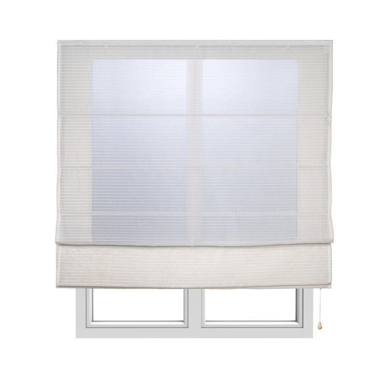 Estor plegable con varillas estor textil traslúcido rayas blanco 120 x 250 cm