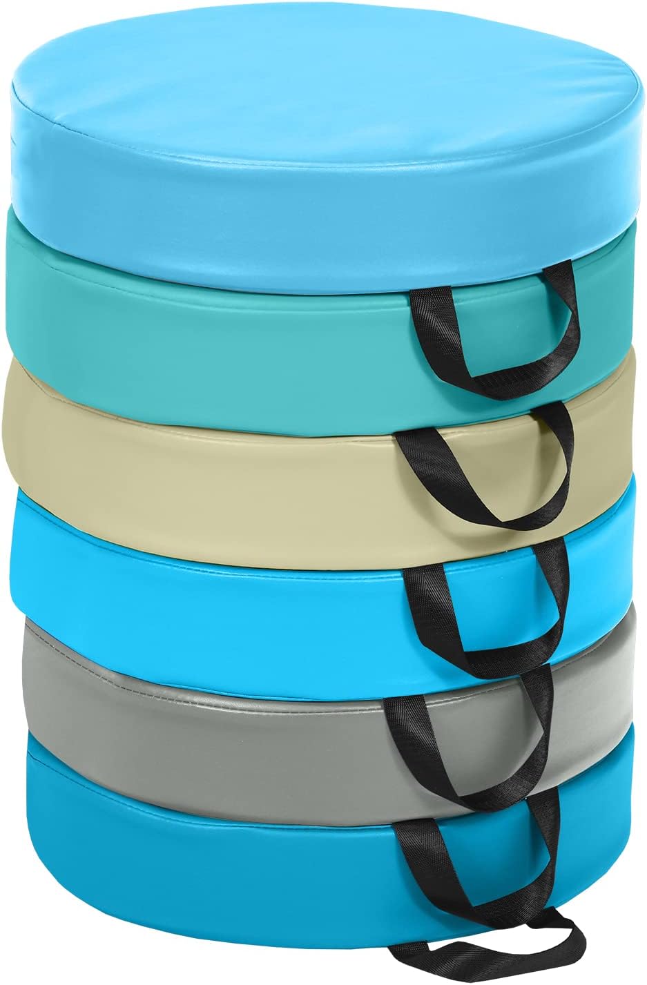 6 Poduszek Podłogowych z Imitacji Skóry i Pianki dla Dzieci, Poduszki na Krzesła z Uchwytem Ułatwiającym Składanie, do Użytku na Zewnątrz i Wewnątrz