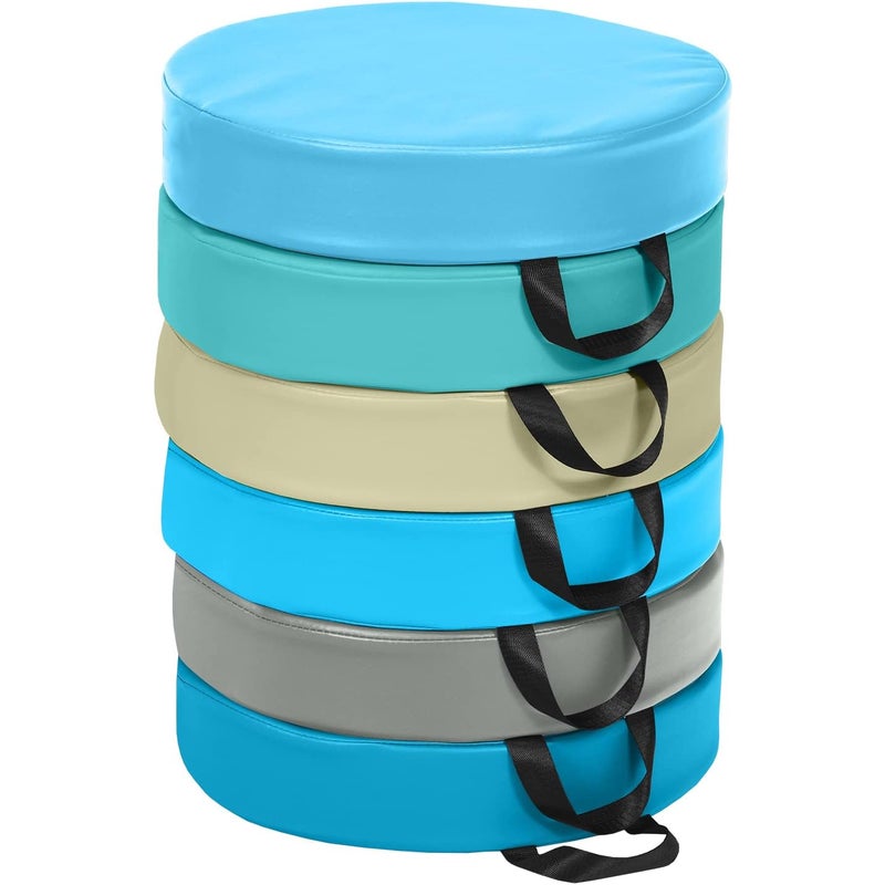 6 Poduszek Podłogowych z Imitacji Skóry i Pianki dla Dzieci, Poduszki na Krzesła z Uchwytem Ułatwiającym Składanie, do Użytku na Zewnątrz i Wewnątrz