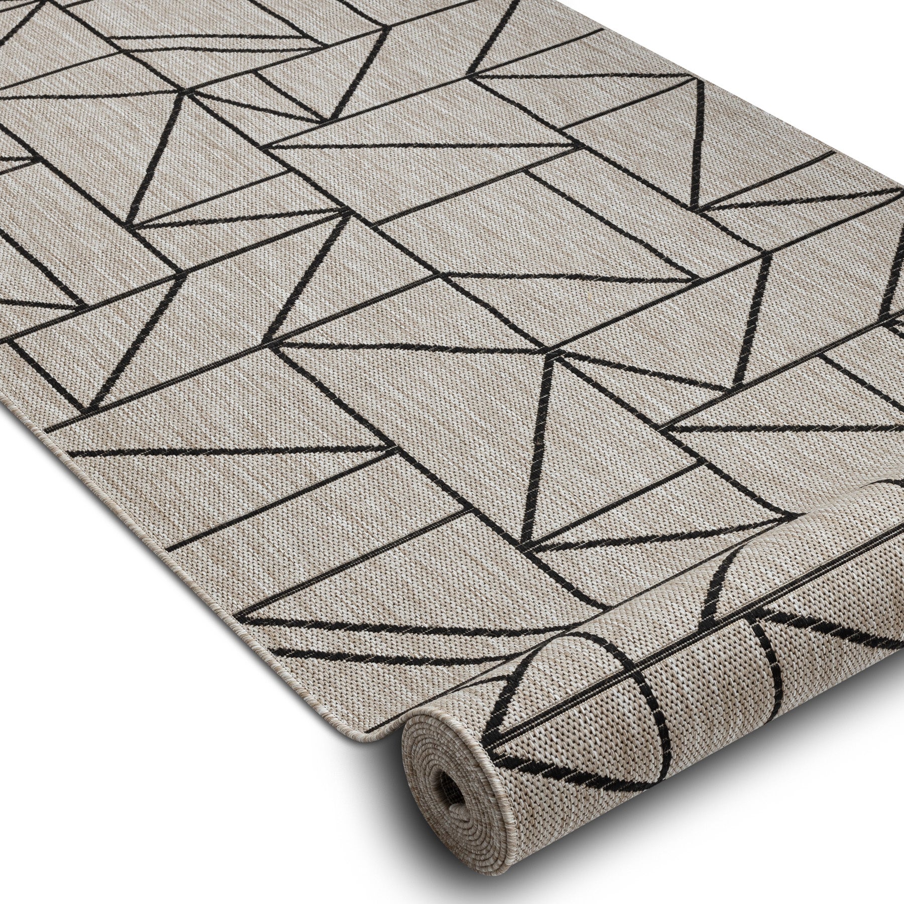 PASSATOIA SIZAL FLOORLUX disegno 20605 TRIANGOLI, GEOMETRICO argento / nero 80 cm 80x410 cm - 2