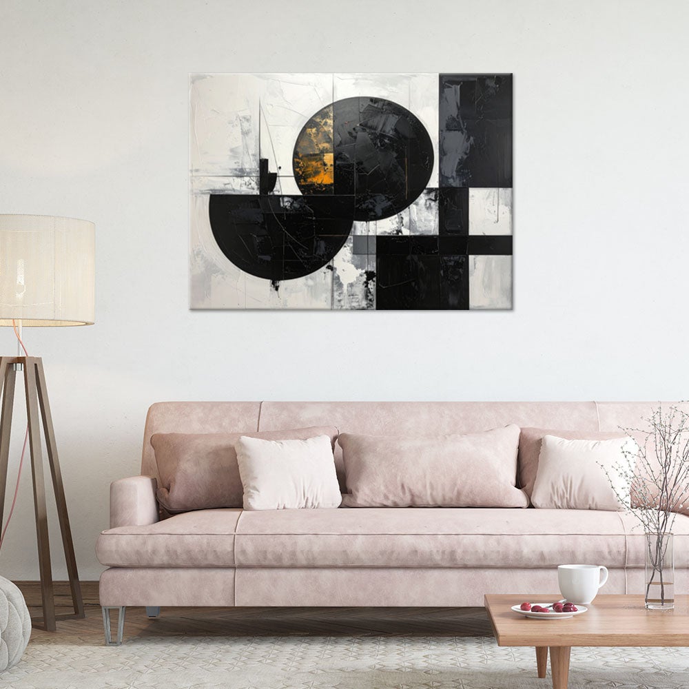 Obraz do salonu sypialni, Abstrakcja tekstura figury geometryczne czarny 120x80 - 2