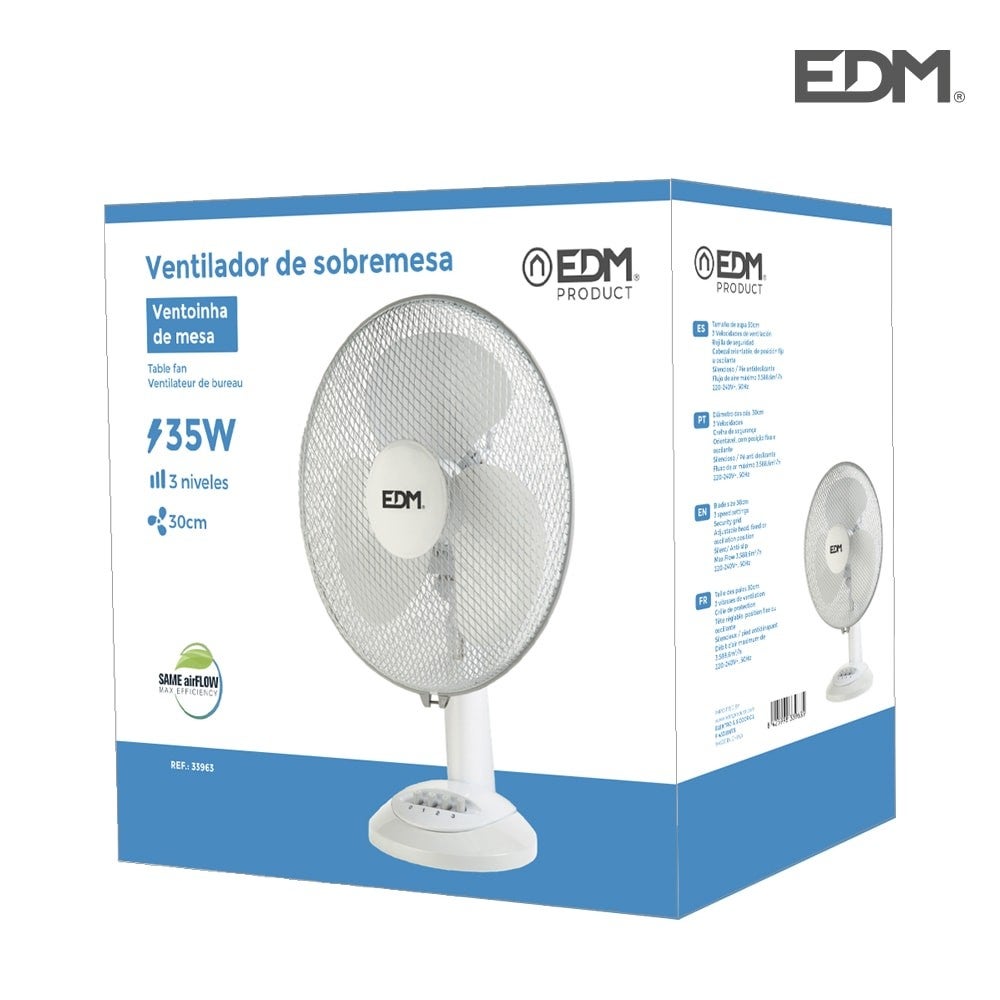 Ventilatore da tavolo bianco 35W Pale 30 cm - EDM - 4