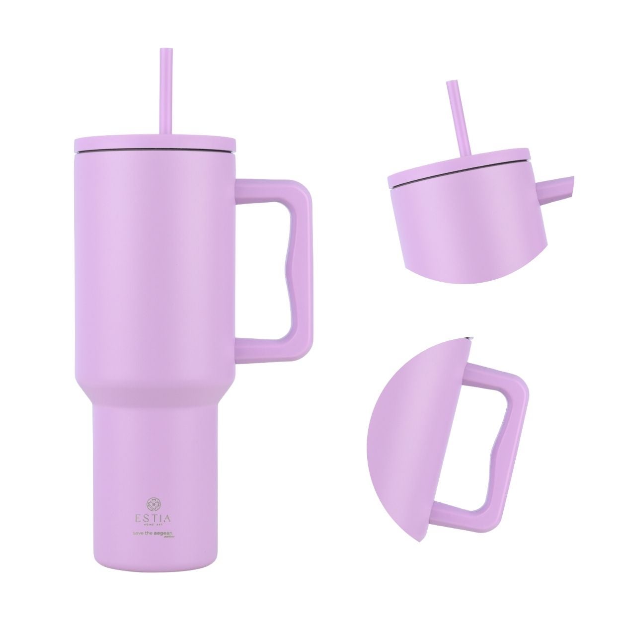 Kubek termiczny Lavender Purple Estia stal nierdzewna fioletowy ze słomką 1200 ml 1 szt. - 4