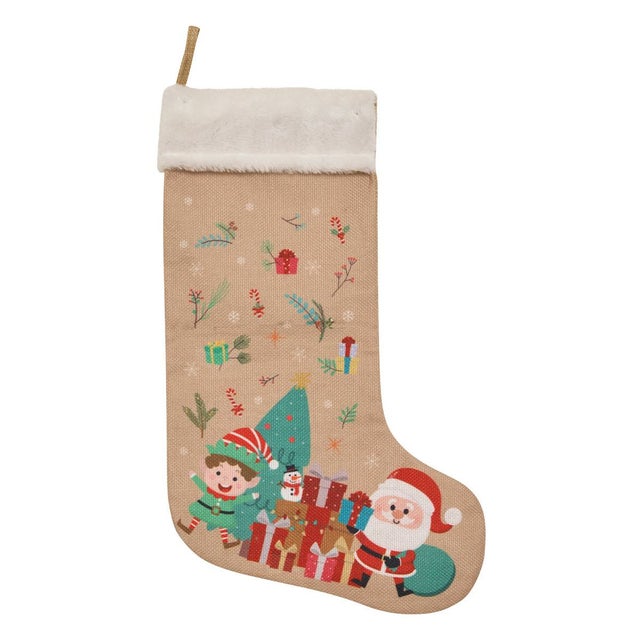 BOTTE PERE NOEL JUTE H45CM - Atmosphera créateur d'intérieur