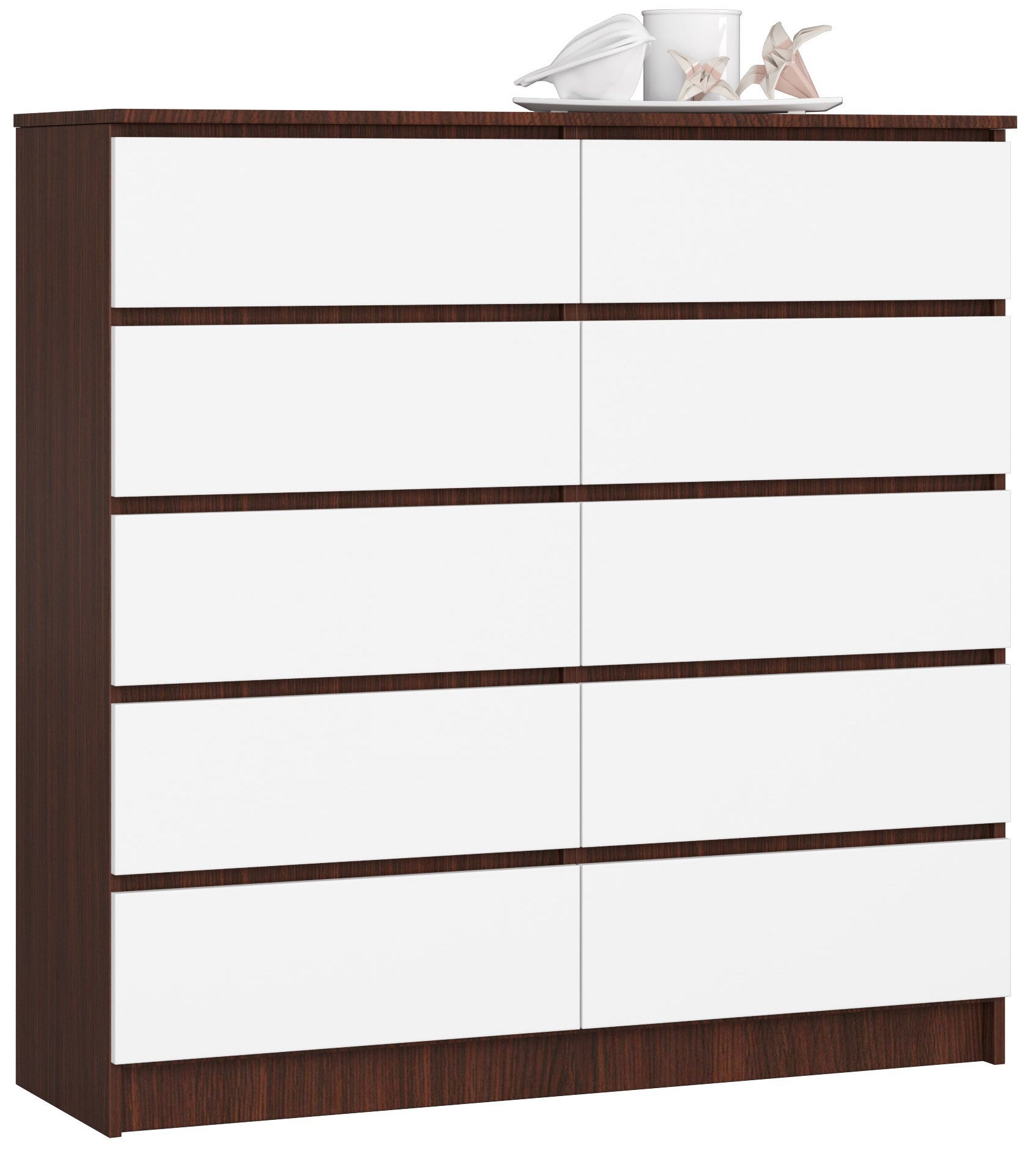 Komoda: 10 szuflad, wenge/biały, 120 x 121 x 40 cm