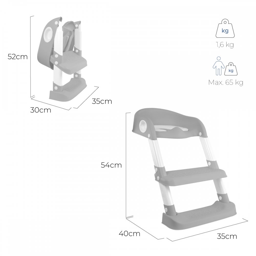 Siège de toilette pour enfant Mobiclinic Lala adaptateur de toilette pour enfant avec échelle antidérapant gris et blanc - 4