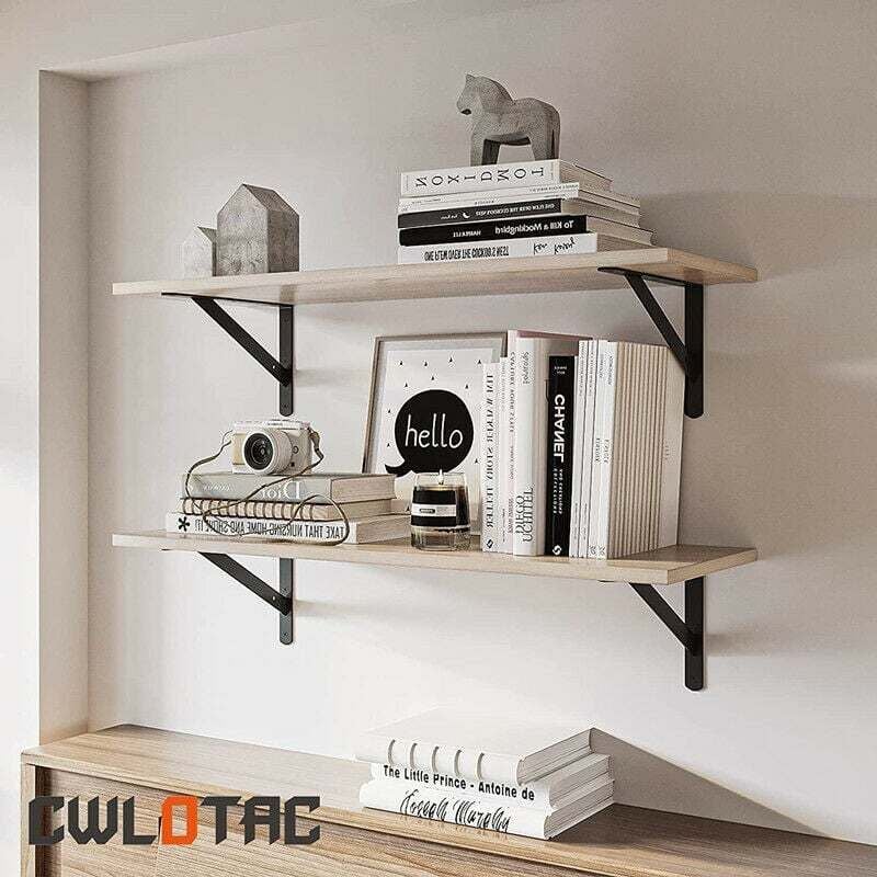 Wsporniki ścienne do półek - 8 stalowych wsporników trójkątnych 90 stopni, 200 mm x 120 mm, wsporniki półek - wspornik narożny (czarny) - 2