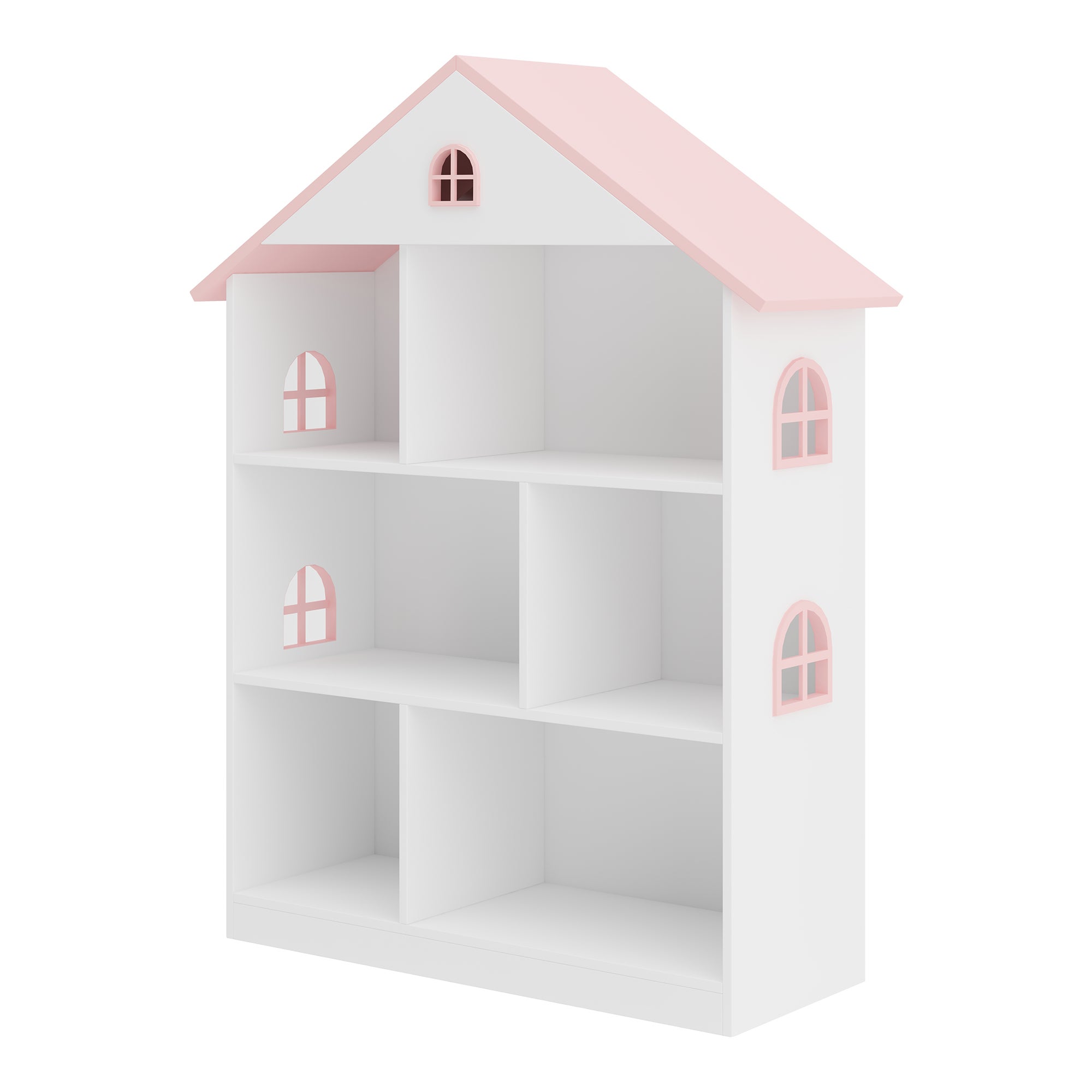 Prateleira infantil Vipsali em forma de casa MDF 107x83x30cm - Branco / Rosa [en.casa] - 4
