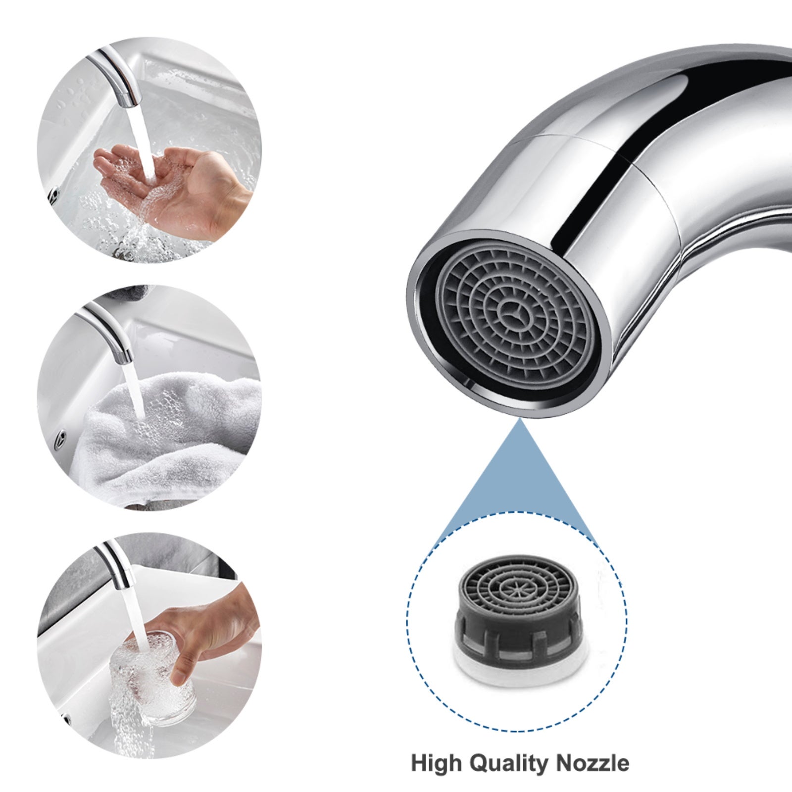 AuraLum Max Robinet Lavabo Mitigeur cuisine Robinet Chrome de salle de bain Rotation à 360° Mitigeur Salle Bain en Acier inoxydable 260mm - 3